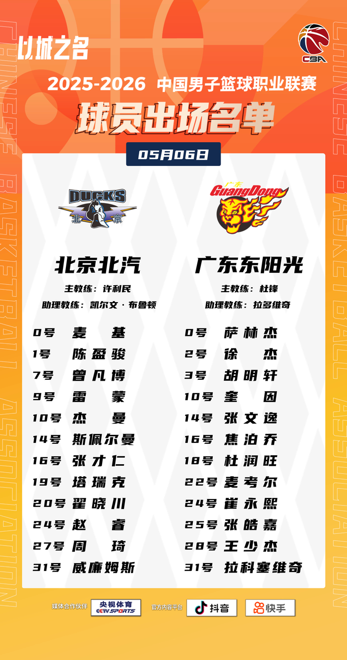 2025-2026赛季CBA季后赛四分之一决赛首回合今晚
